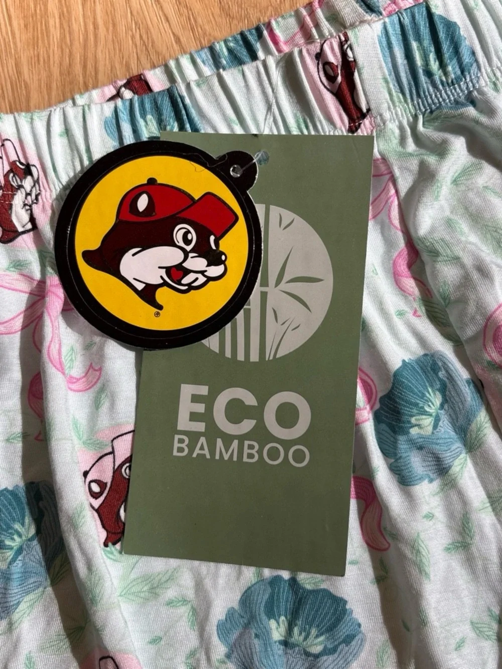 Buc-ee’s ECO BAMBOO Mint Green Kids Pajama Pants with Pink Bows & Teal Flowers